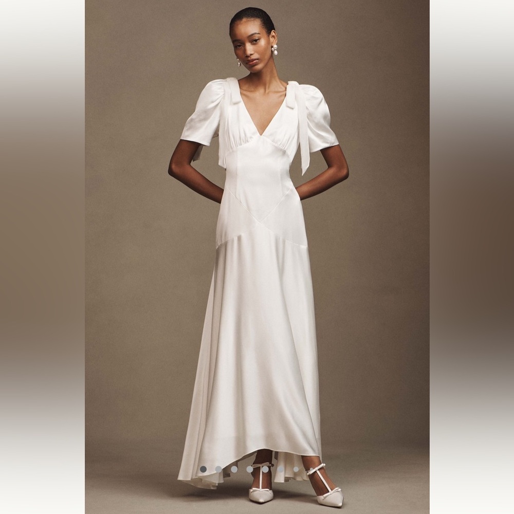 Mare Mare V-Neck Bow Flutter-Sleeve Slip Dress